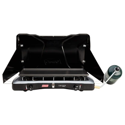 Coleman Triton 2-Burner Propane Stove, Portable Camping Cooktop with 2 Adjustable Burners & Wind Guards, 22,000 BTUs of Power for Camping, Tailgating, Grilling, BBQ, & More