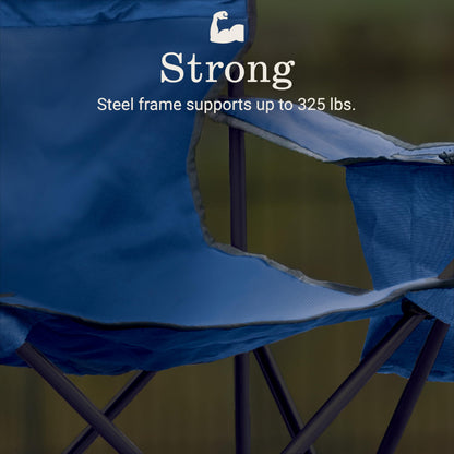 Coleman Portable Camping Chair with 4-Can Cooler, Cushioned Seat & Back with Side Pockets & Cup Holder, Carry Bag Included, Great for Camping, Tailgating, Firepits, Patio, & More