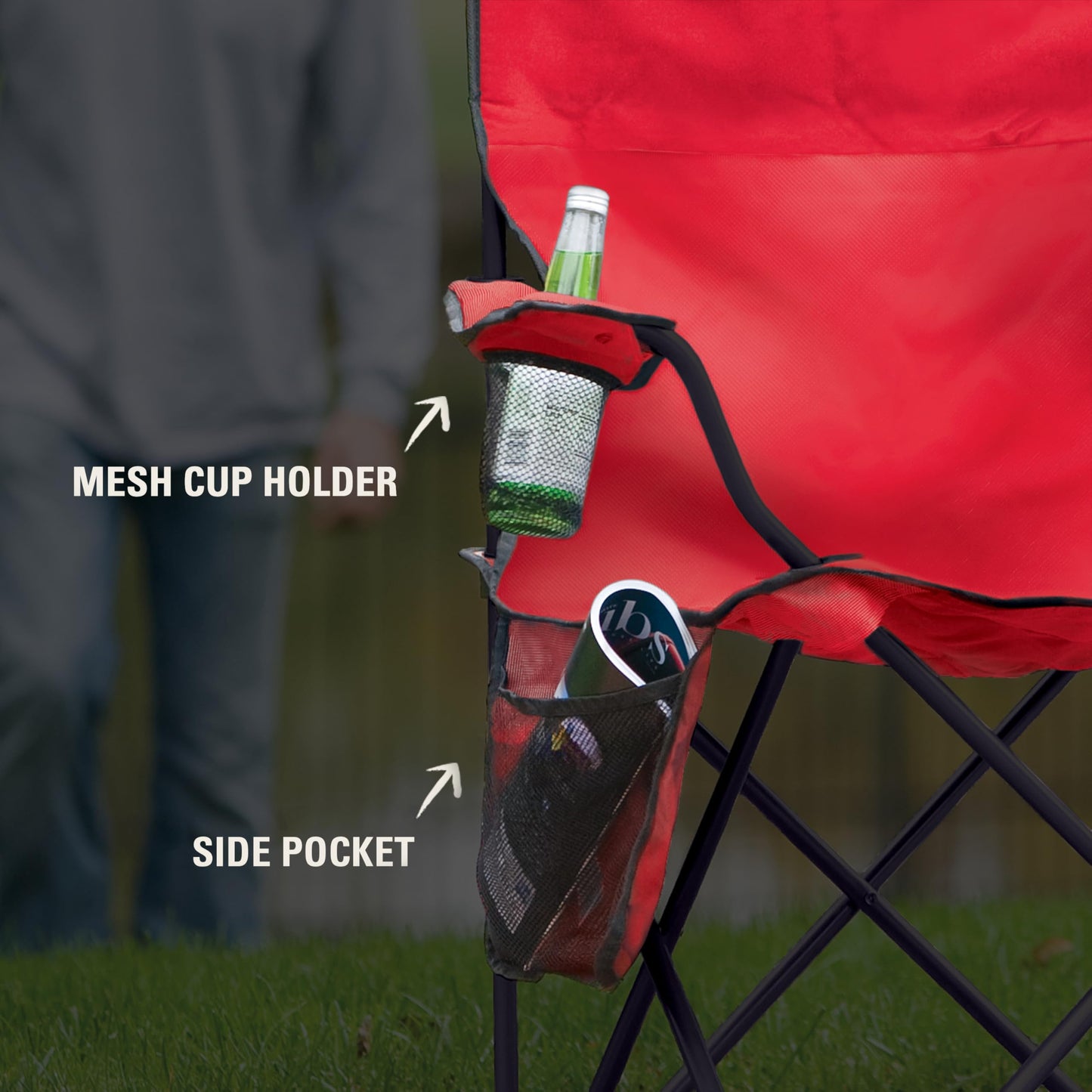 Coleman Portable Camping Chair with 4-Can Cooler, Cushioned Seat & Back with Side Pockets & Cup Holder, Carry Bag Included, Great for Camping, Tailgating, Firepits, Patio, & More