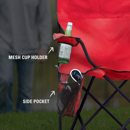 Coleman Portable Camping Chair with 4-Can Cooler, Cushioned Seat & Back with Side Pockets & Cup Holder, Carry Bag Included, Great for Camping, Tailgating, Firepits, Patio, & More