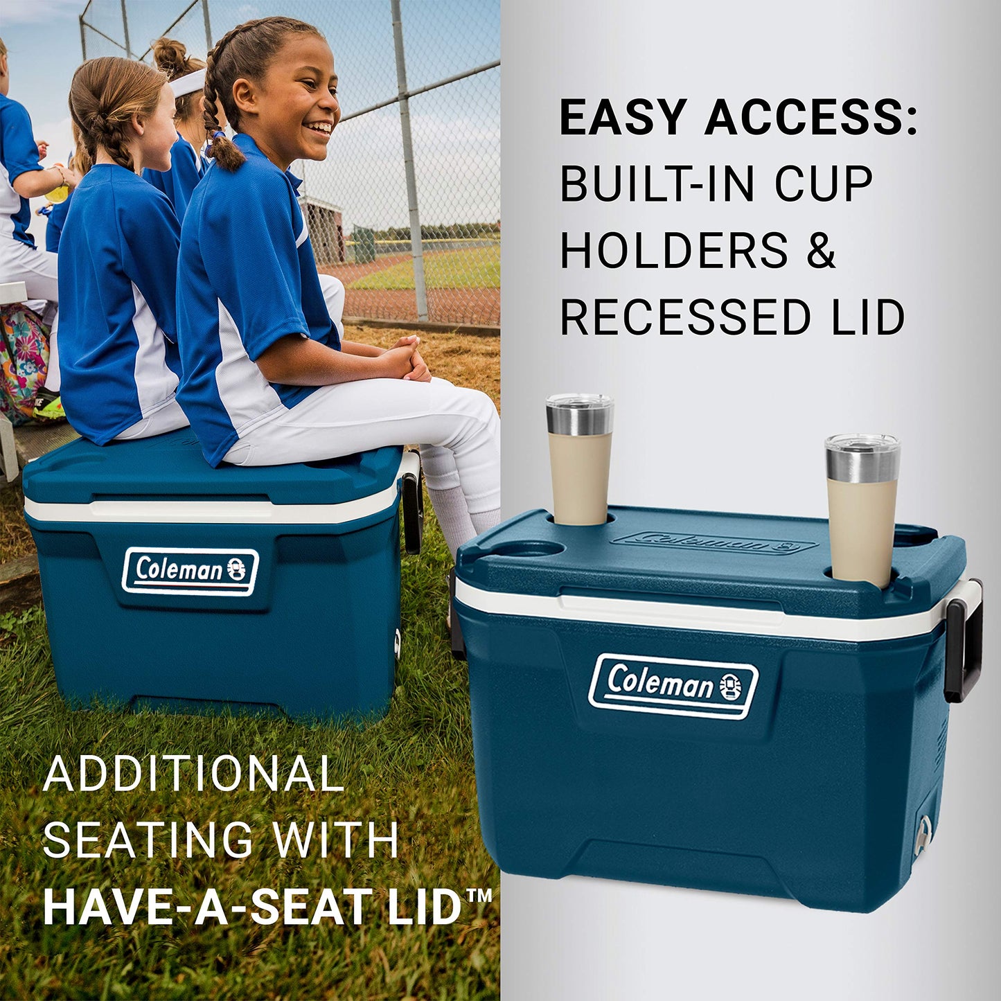 Coleman Classic Series Insulated Portable Cooler, Leak-Resistant Outdoor Hard Cooler Keeps Ice up to 5 Days, 52/70/120/150 Quart