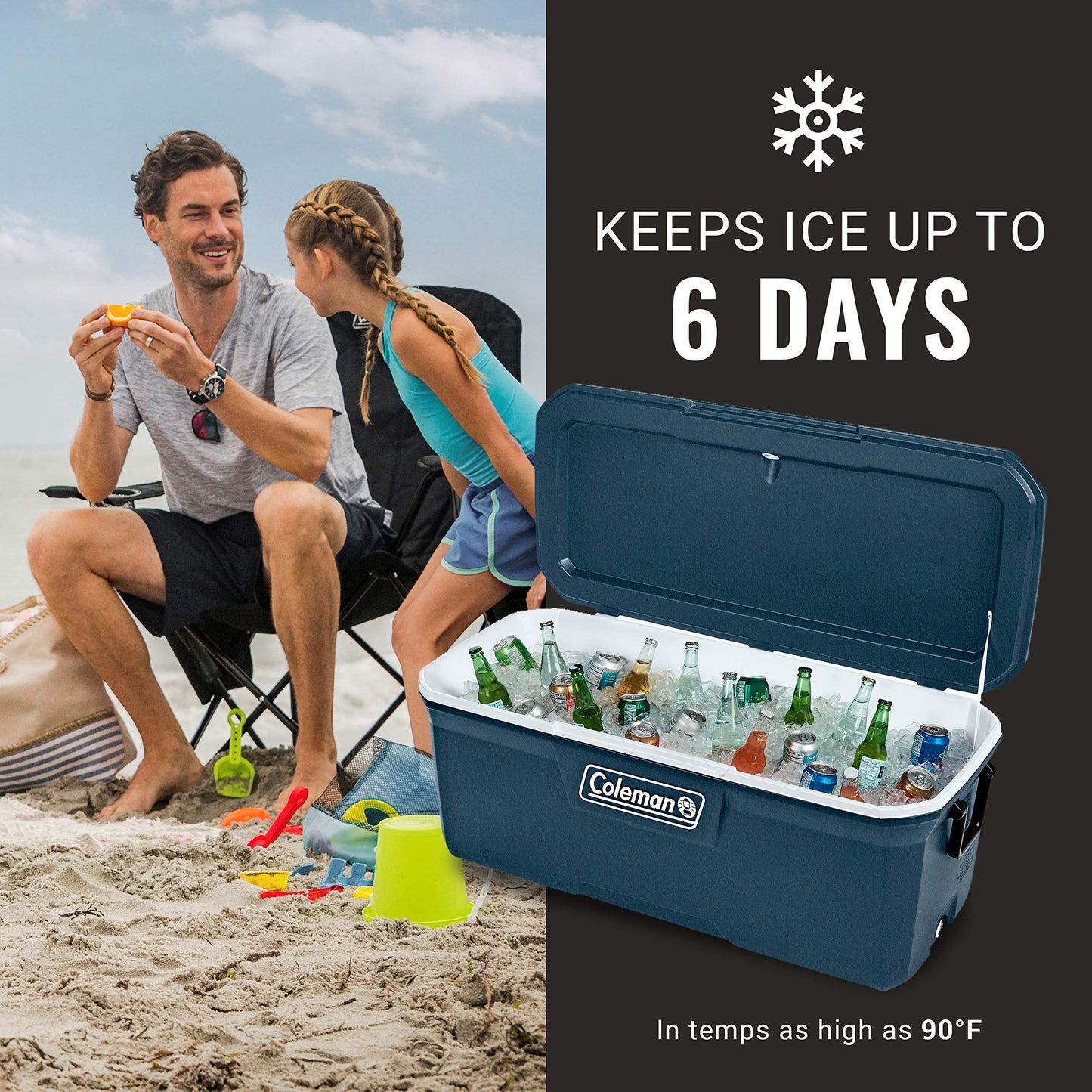 Coleman Classic Series Insulated Portable Cooler, Leak-Resistant Outdoor Hard Cooler Keeps Ice up to 5 Days, 52/70/120/150 Quart