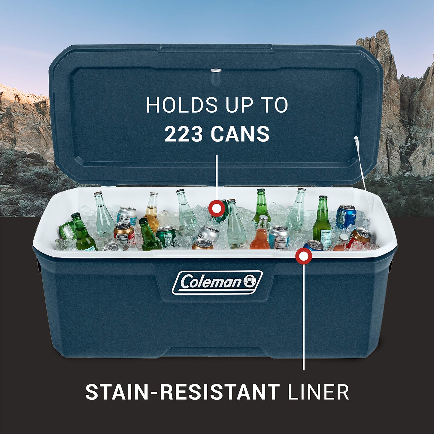 Coleman Classic Series Insulated Portable Cooler, Leak-Resistant Outdoor Hard Cooler Keeps Ice up to 5 Days, 52/70/120/150 Quart